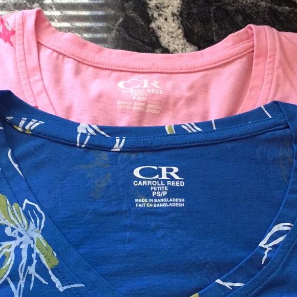 Carroll Reed Petite Small Short Sleeve Pair of Tops, Blue and Pink - Picture 3 of 3